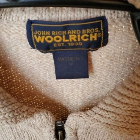 Woolrich Sz. M Embroidered Fall Wheat Zippered Collared Winter Vest with Pockets - Picture 3 of 7